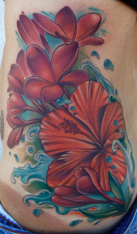 Tattoos - realistic color hibiscus tattoo. Brent Olson. Art Junkies tattoo - 86551